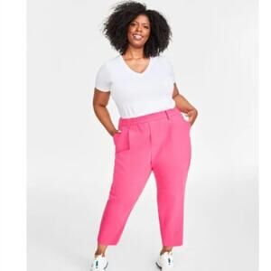NWT On 34th Pink Solid Double Weave Ankle Dress Pants Plus Size 1X